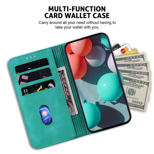 OPPO Reno10 5G Global/Reno10 Pro Global 7-shaped Embossed Leather Phone Case - Green